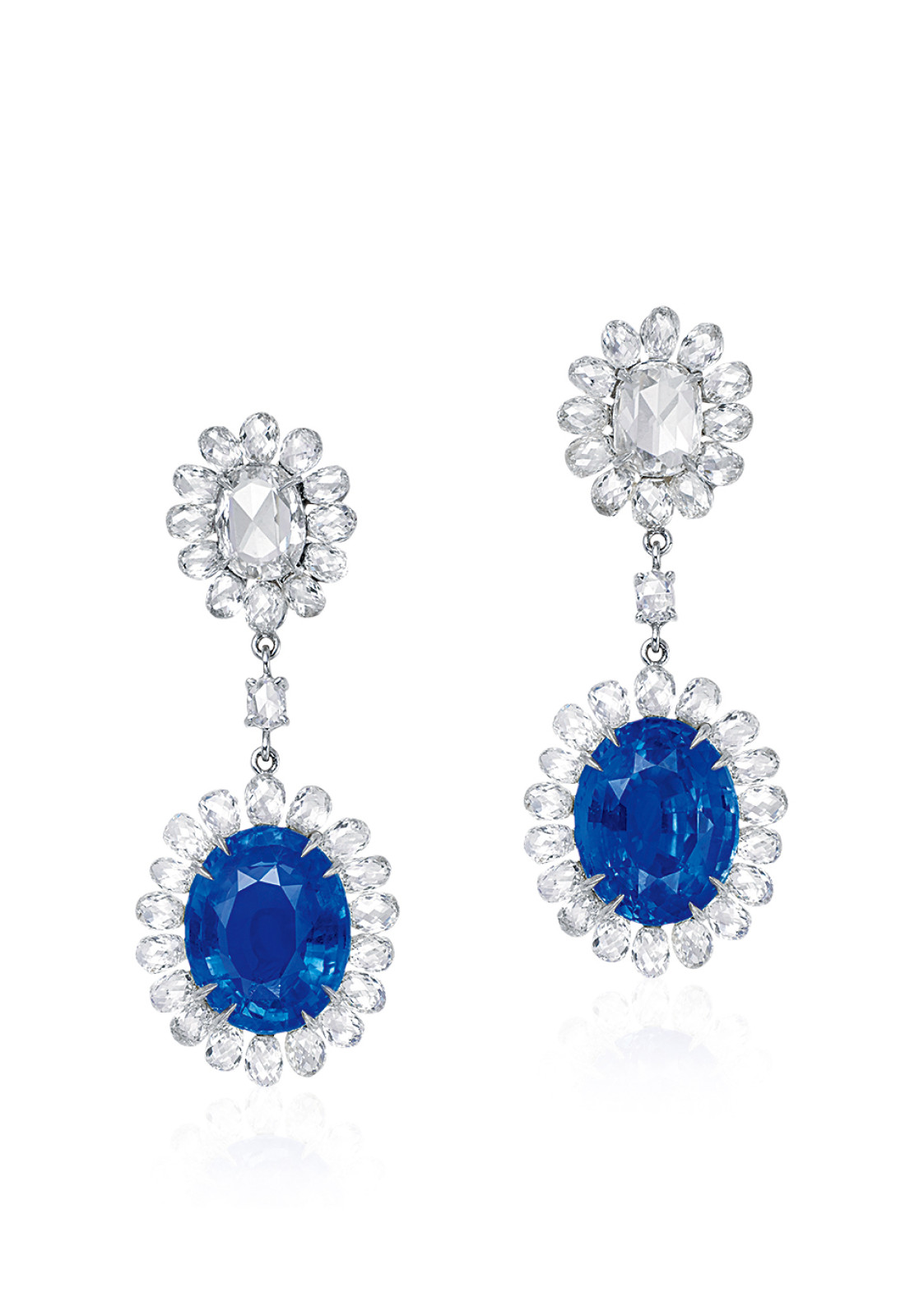 12 Carats Sapphire and Diamond Earrings