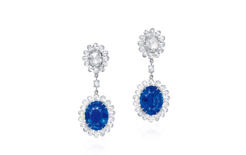 12 Carats Sapphire and Diamond Earrings