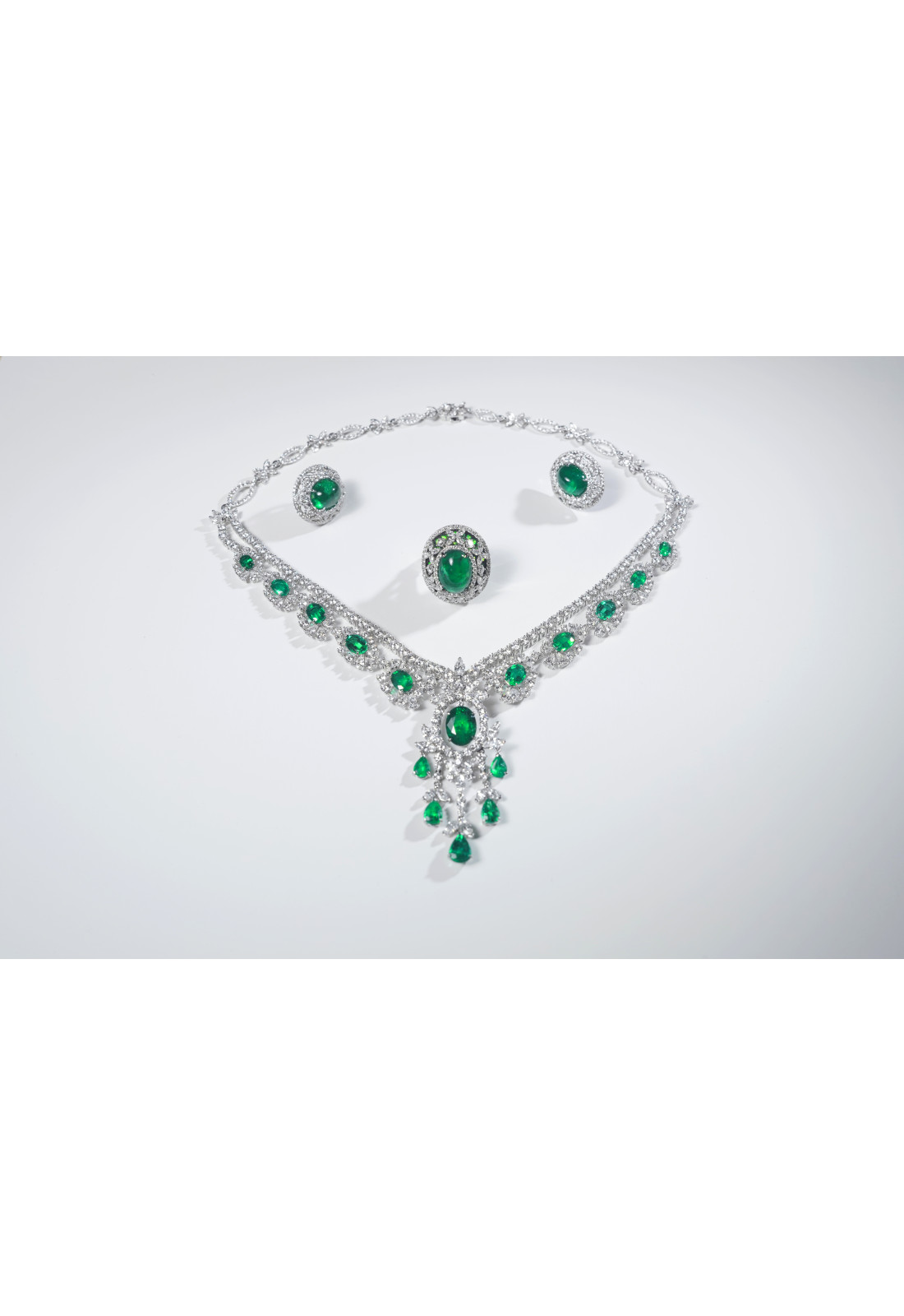 3-Piece Emerald and Diamond Set - 37.2 Total Carats - GRS Certified