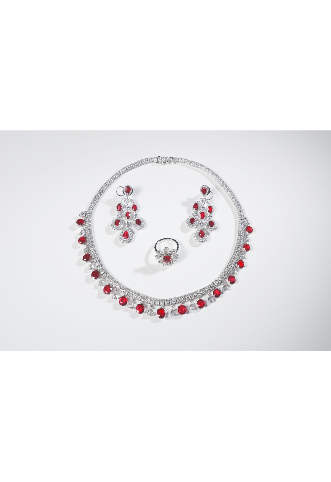 3-Piece Burmese Ruby and Diamond Set - 31.91 Total Carats - GRS & SSEF Certified