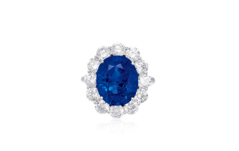 8 Carats ‘Royal Blue’ Sapphire and Diamond Ring