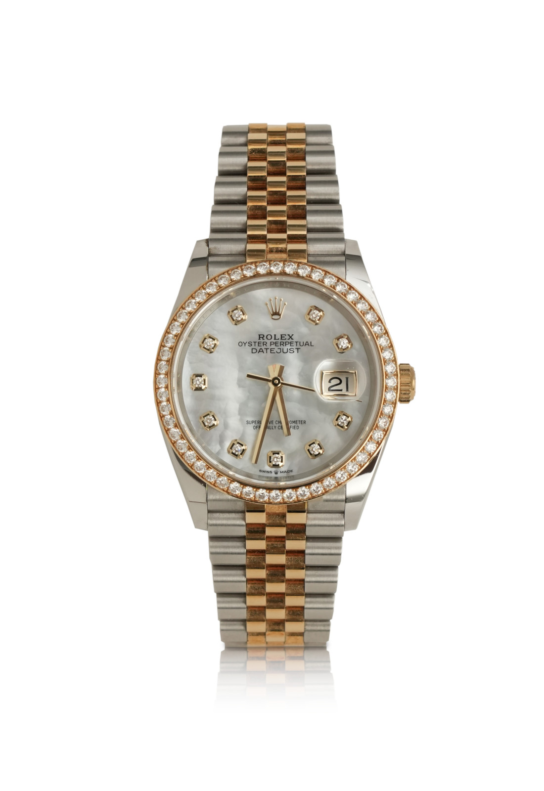 Rolex Datejust 36 mm Ref. 126283RBR – Yellow Rolesor with Mother of Pearl & Diamond Dial
