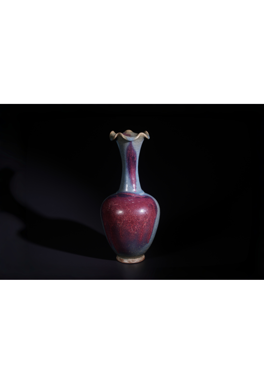 A Sky-blue Copper-red Glazed Jun Vase | 鈞窯 天藍銅紅釉變斑花口瓶